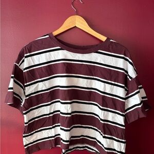 Joe Fresh Maroon Striped Crop Top